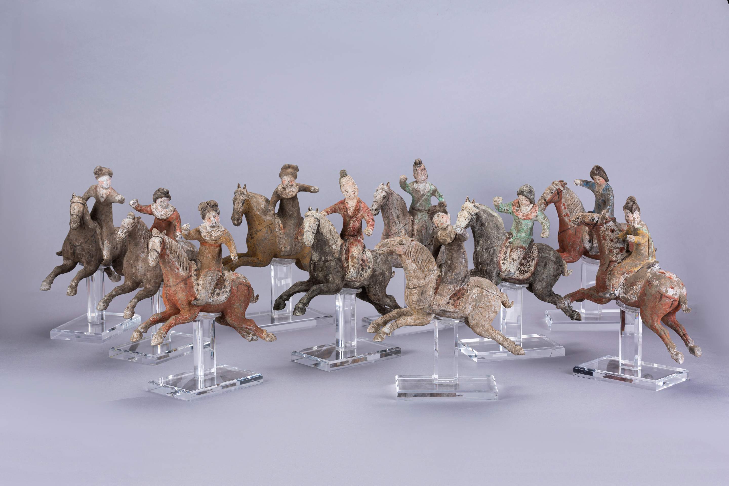 彩绘仕女马球俑一组（十件）